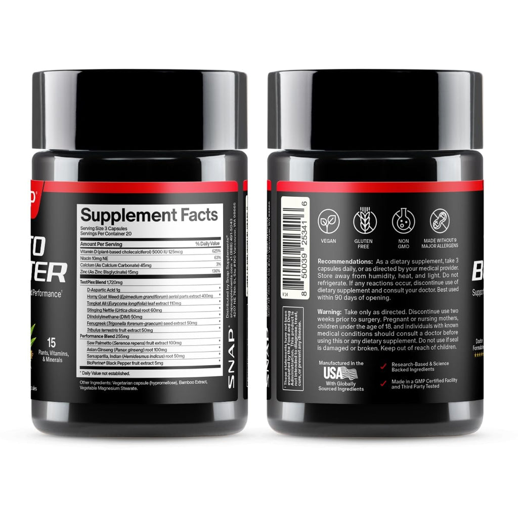 Snap Supplements Testosterone Booster for Men with Tongkat Ali