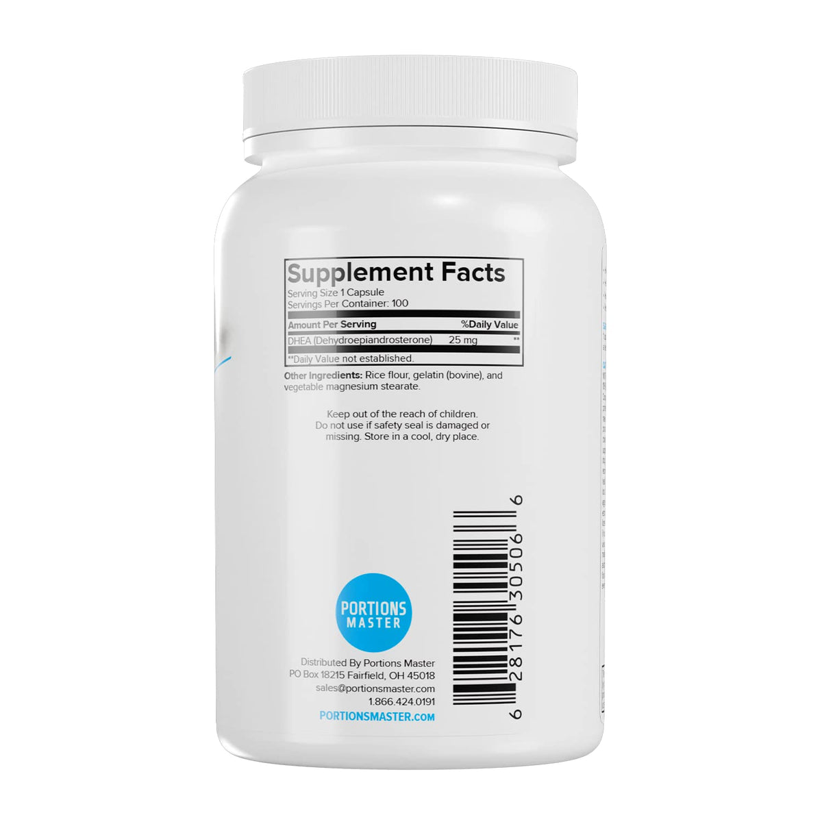 Portions Master DHEA 25mg Hormone Support - 100 Capsules - image 3