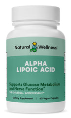Natural Wellness Alpha Lipoic Acid 600 mg Antioxidant - 60 Capsules