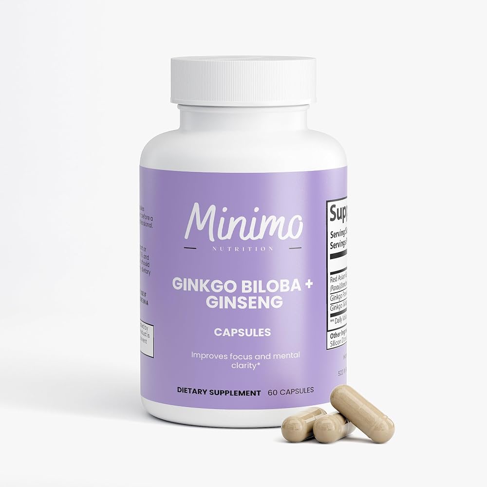 Minimo Nutrition Ginkgo Biloba + Ginseng Cognitive Support - 60 Capsules