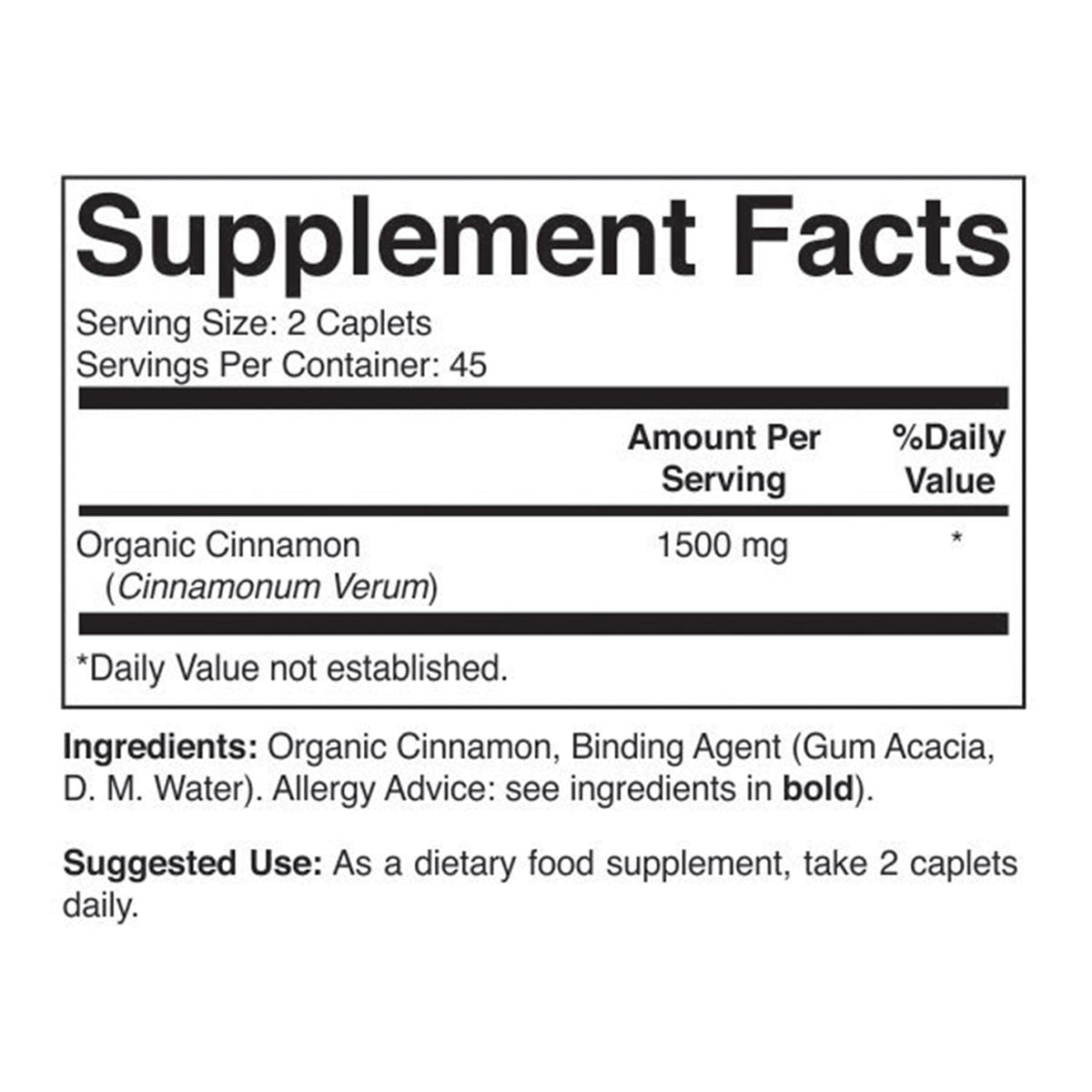 Brieofood Organic Cinnamon 1500mg - 90 Vegetarian Tablets - image 3