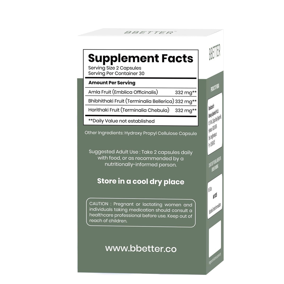 BBETTER Triphala Ayurvedic Herbal Supplement - 60 Capsules - image 2