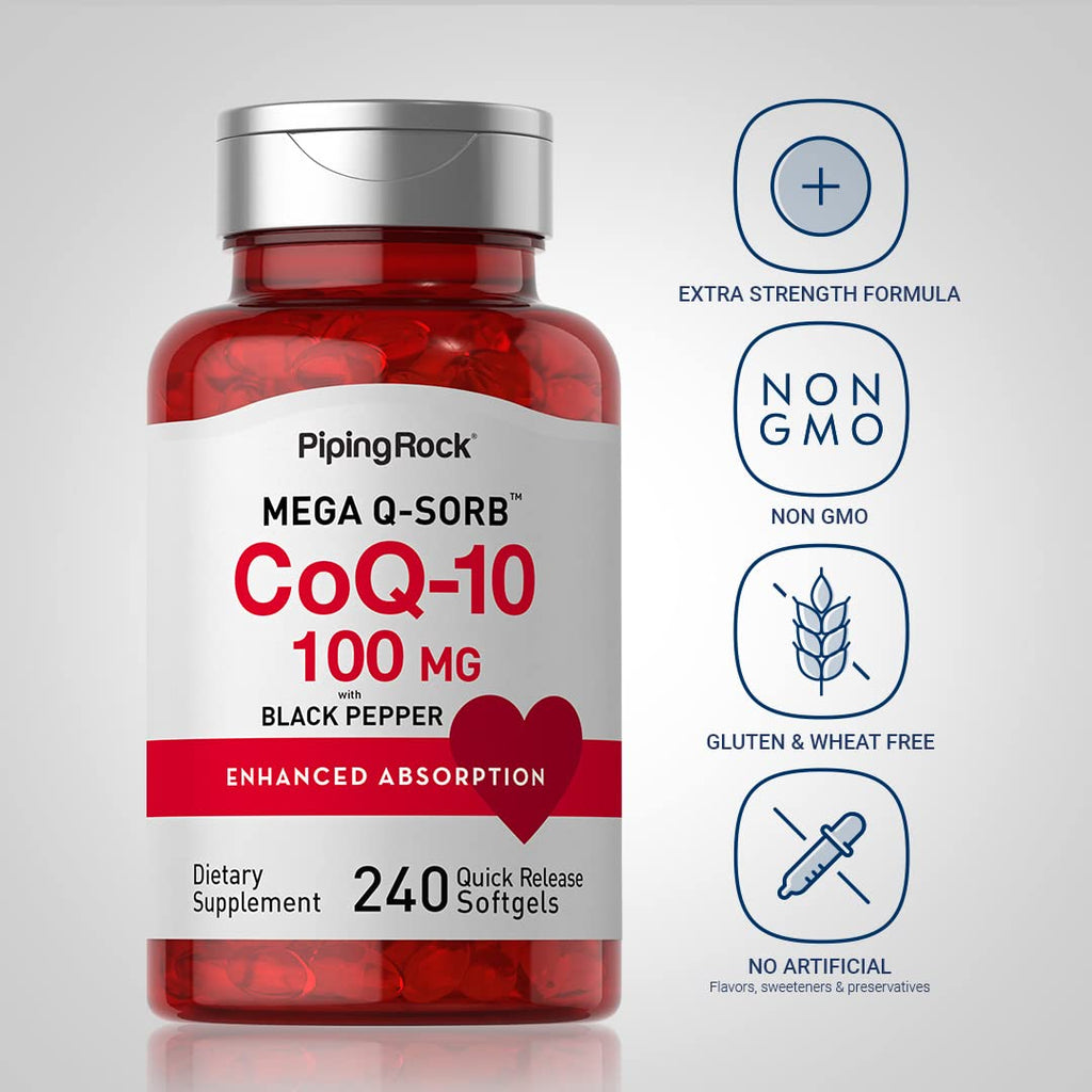 Piping Rock CoQ10 100mg - 240 Softgels - image 3
