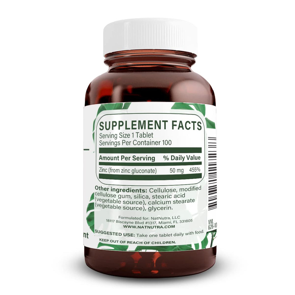 Natural Nutra Zinc Gluconate 50mg Supplement Parent
