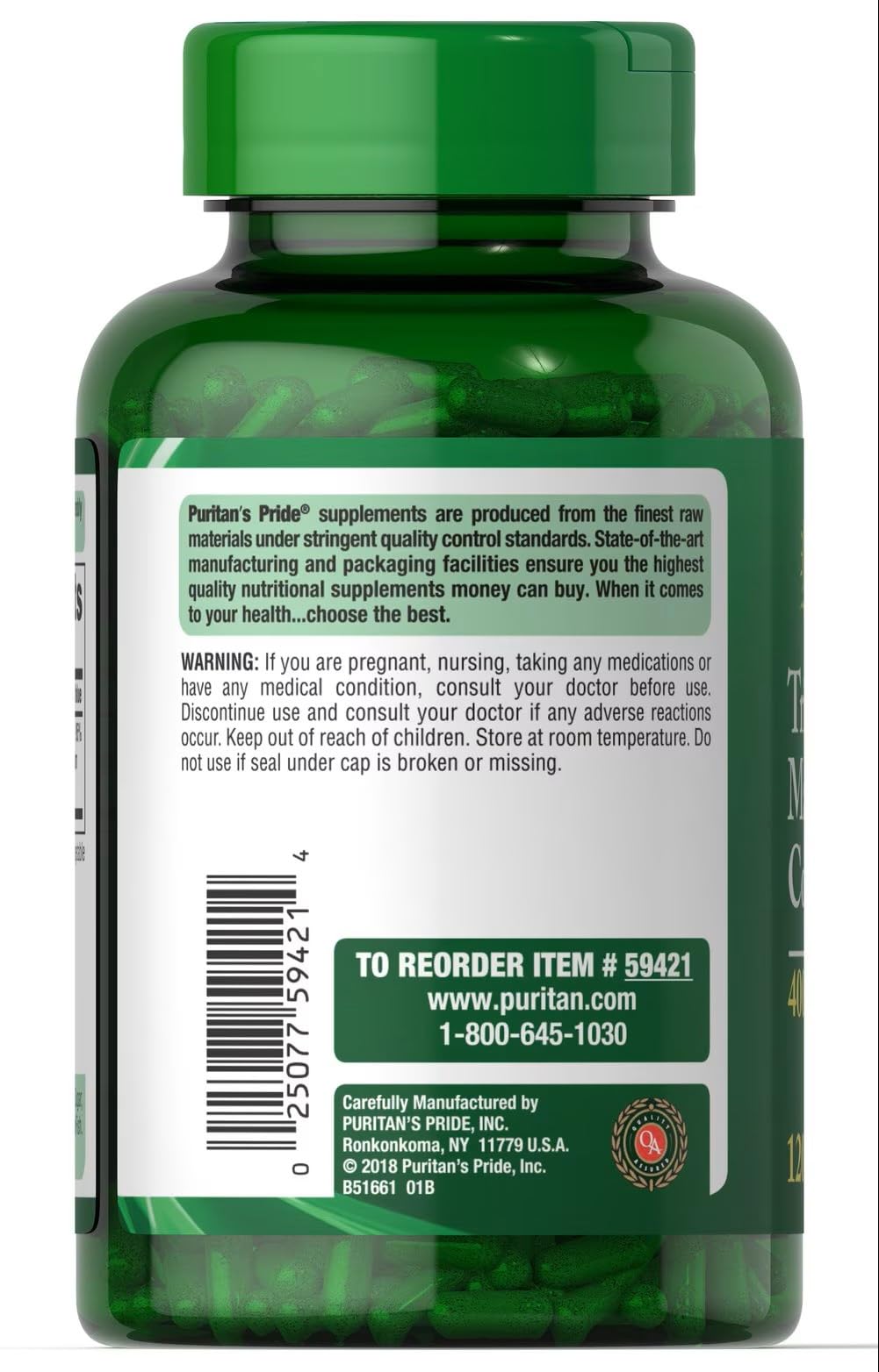 Puritan's Pride Triple Magnesium Complex 400mg - 120 Capsules - image 2