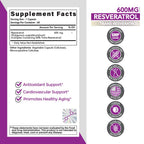 Omvi Resveratrol Supplement 600mg Extra Strength - 60 Capsules - image 3