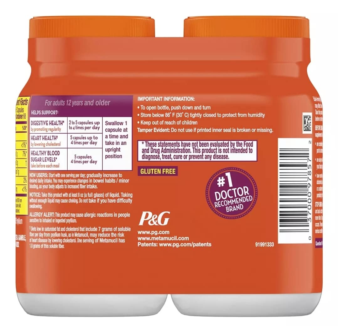 Metamucil Fiber Therapy for Regularity Capsules - 340 Capsules - image 2