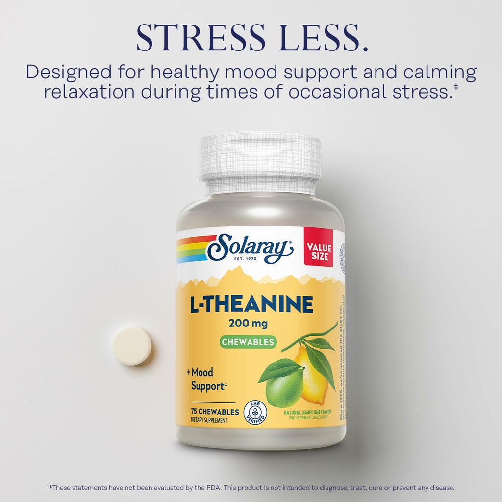 SOLARAY L-Theanine 200mg Mood Support Chewables - 75 Count - image 3