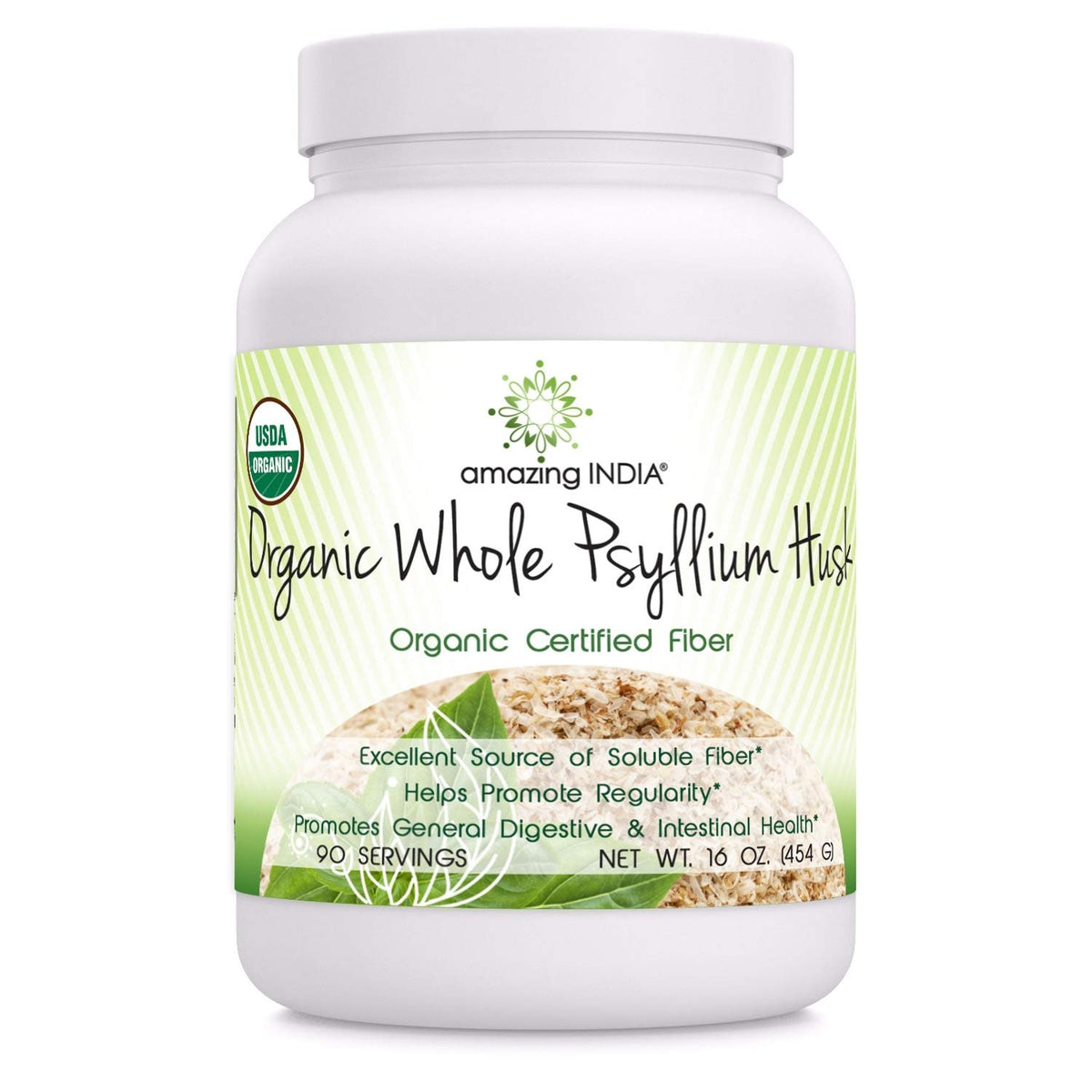Amazing India Organic Psyllium Husk Powder - 16 Oz