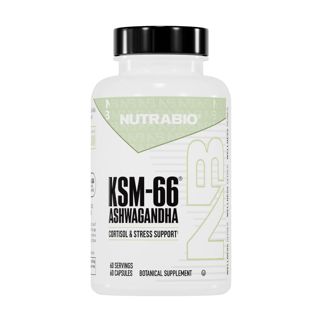 NutraBio Ashwagandha KSM-66 600 MG for Stress & Mood - 60 Capsules