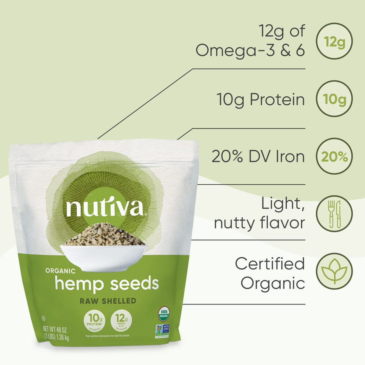 Nutiva Organic Raw Shelled Hemp Seeds - 48 Ounce - image 5