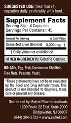 Safrel Grass Fed Desiccated Beef Liver Capsules - 180 Count - image 4