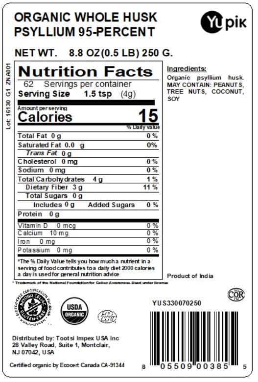 Yupik Organic Whole Husk Psyllium 95%