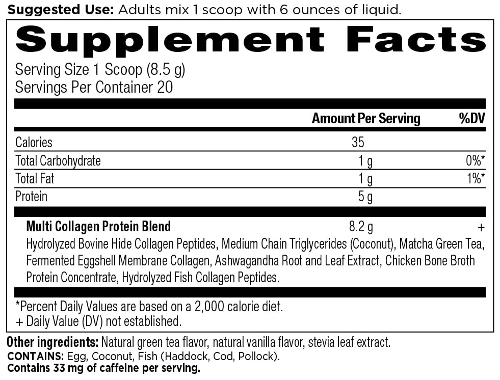 Ancient Nutrition Matcha Powder with Collagen, MCTs & Ashwagandha - 20 Servings - image 2