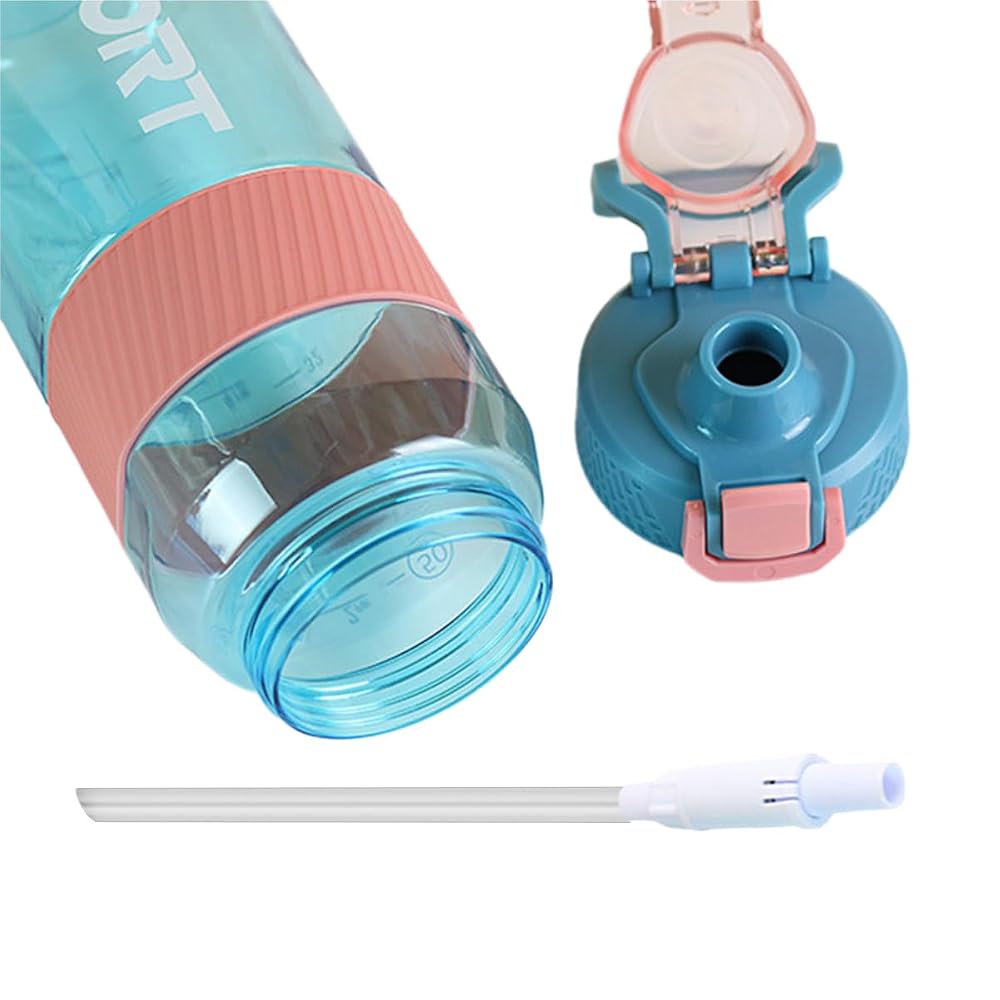 Generic 1500ml Gym Water Bottle with Straw & Scale