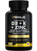 X Gold Health Vitamin D3 K2 K1 Zinc Quercetin Complex - 120 Capsules