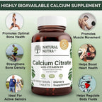 Natural Nutra Calcium Citrate with Vitamin D3 - 60 Tablets - image 3