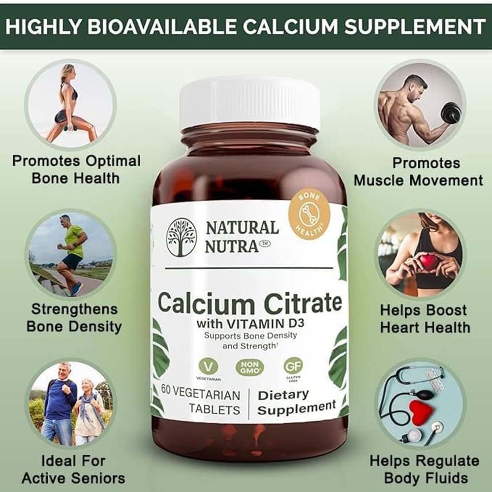 Natural Nutra Calcium Citrate with Vitamin D3 - 60 Tablets - image 3