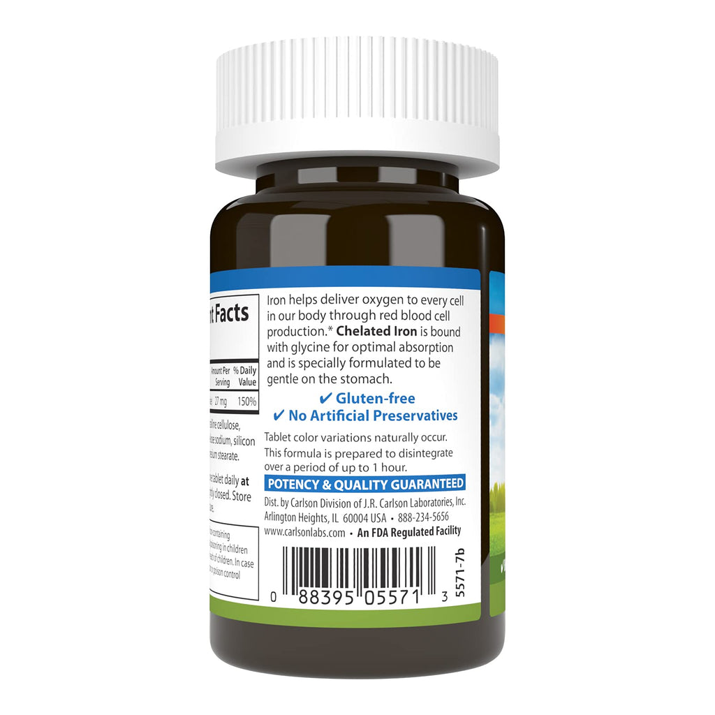 Carlson Chelated Iron 27 mg - 100 Tablets - image 3