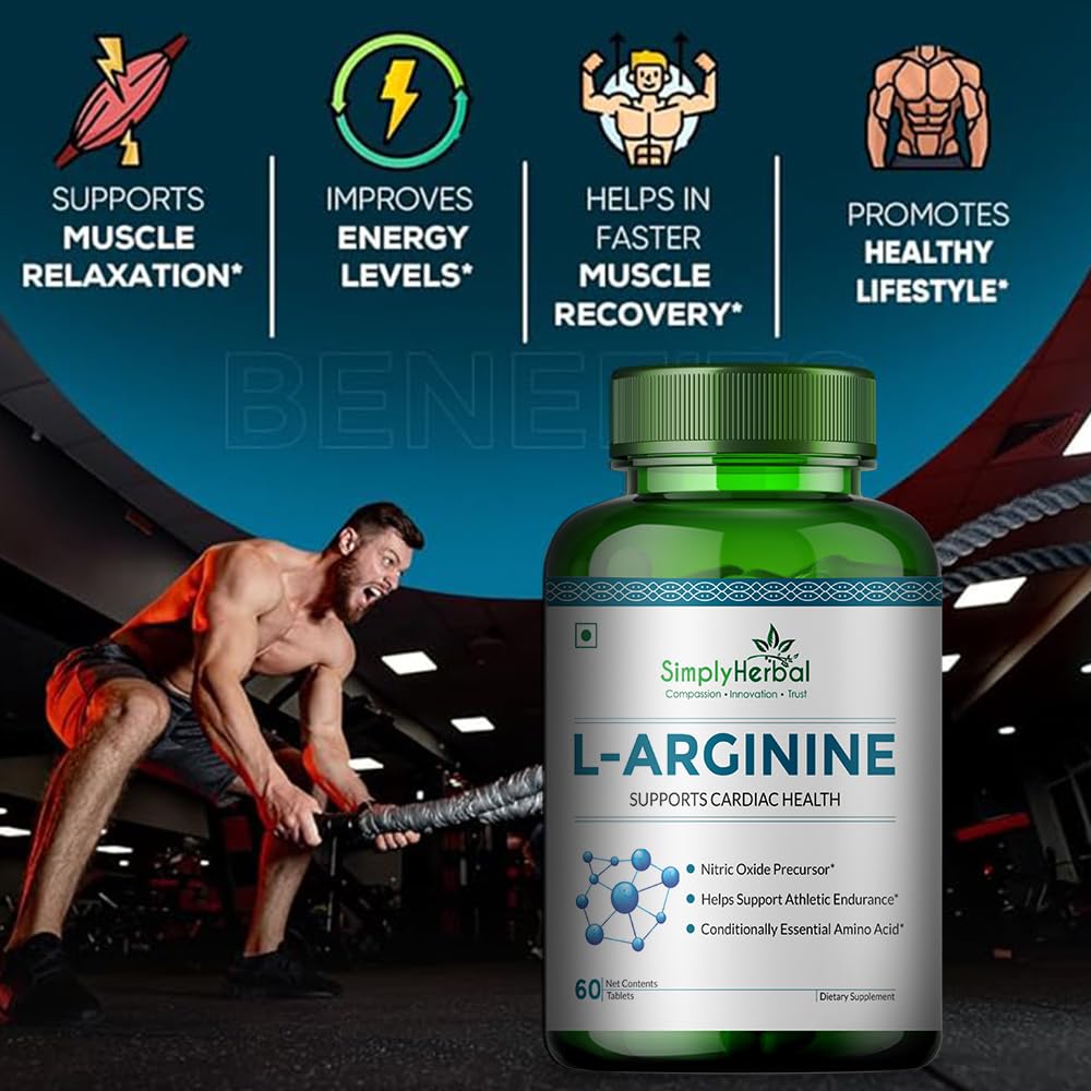 Simply Herbal L-Arginine 500 mg Amino Acid - 60 Tablets - image 3