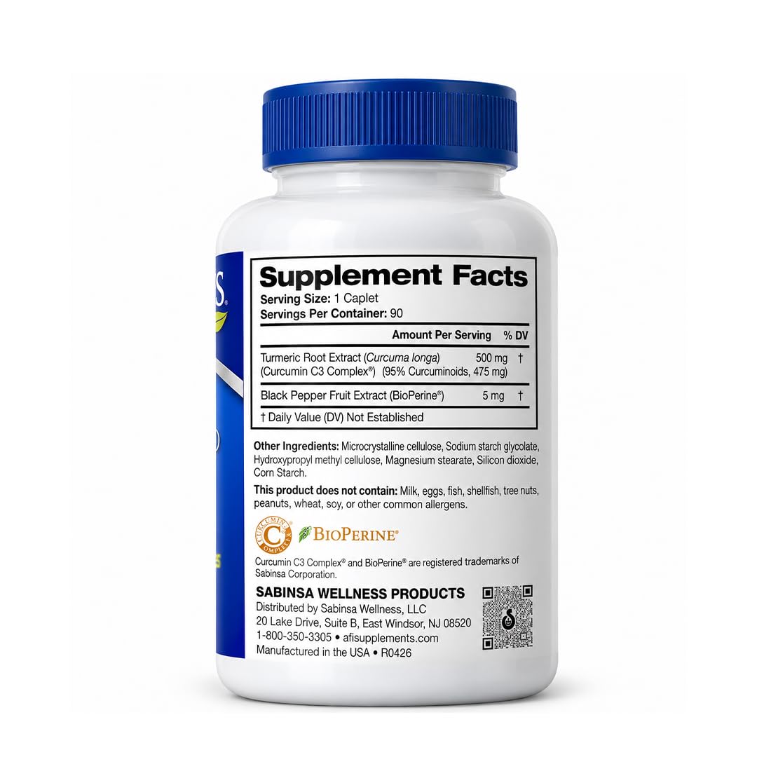 AFI Curcumin C3 Complex 500mg with BioPerine - 60 Vegetarian Capsules - image 3