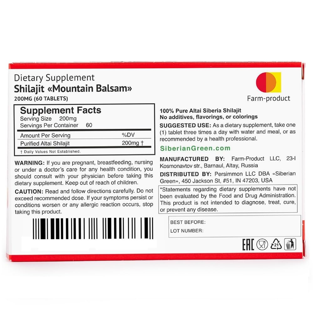 Siberian Green Altai Shilajit Tablets Mountain Balsam