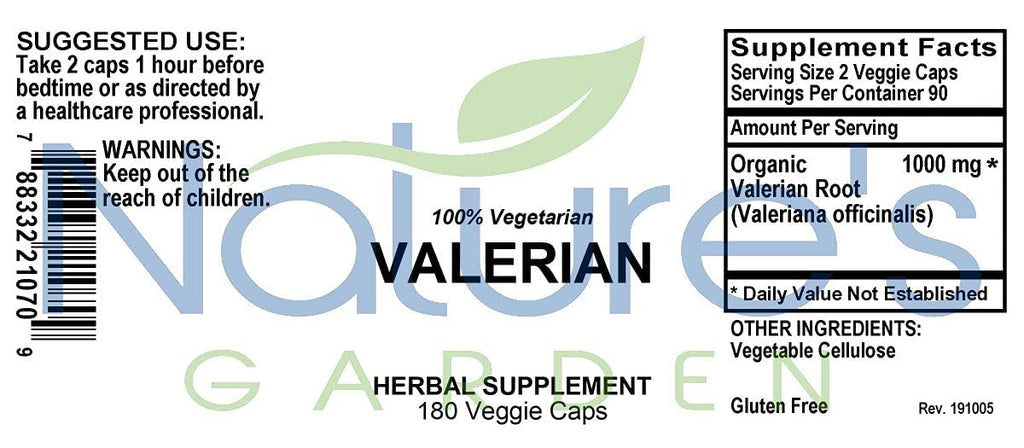 Nature's Garden Essentials Valerian 1000mg - 180 Vegetarian Capsules - image 7