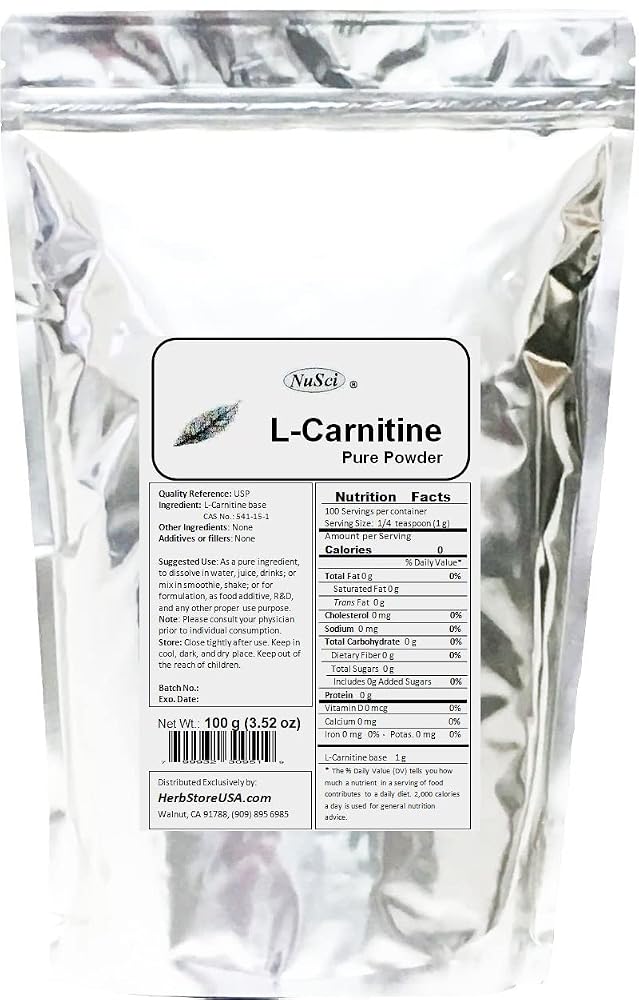 NuSci L-Carnitine Pure Powder Energy - 2270g - image 2