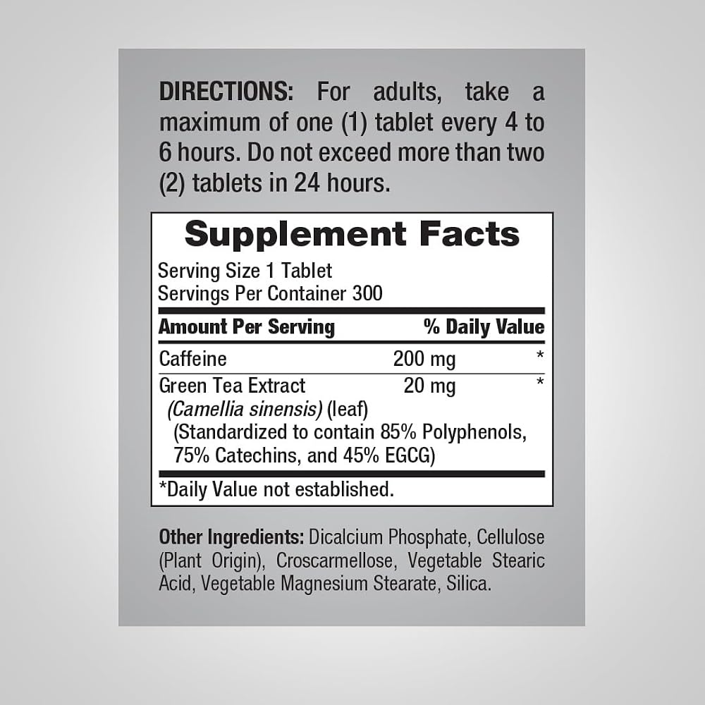 Piping Rock Caffeine Pills 220mg - 300 Tablets - image 2