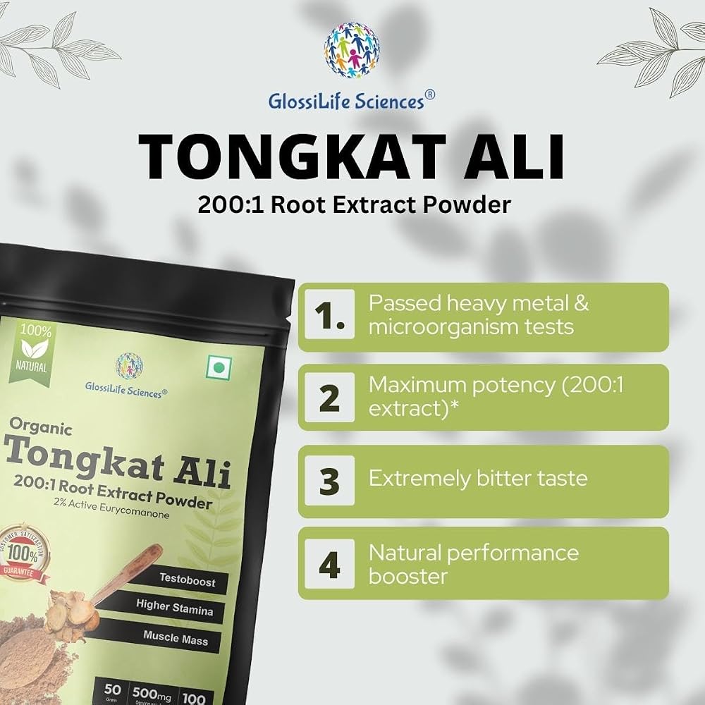 GlossiLife Sciences Tongkat Ali Extract Powder 200:1 - 100g - image 5