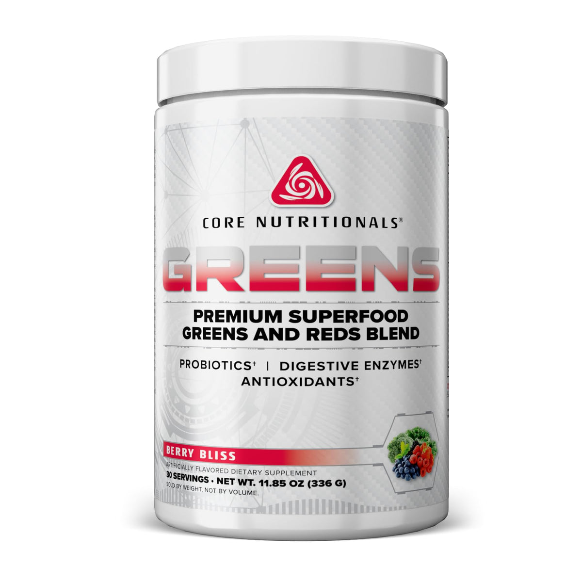 Core Nutritionals Greens Digestive Support Berry Bliss - 30 Servings