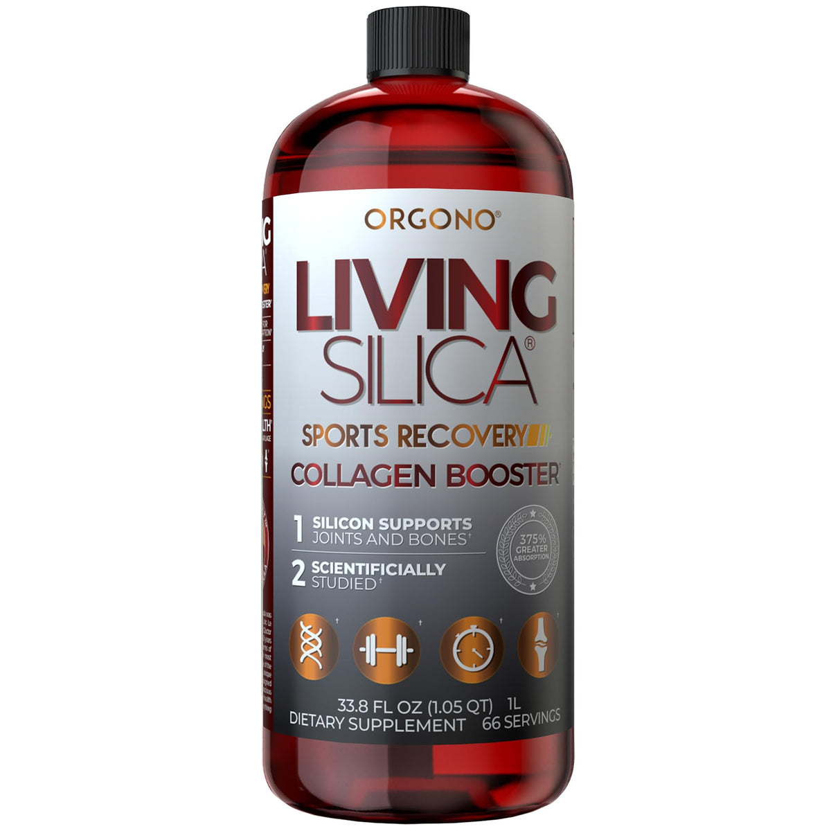 Living Silica ORGONO Sports Recovery Silica Supplement - 33.8 Fl Oz