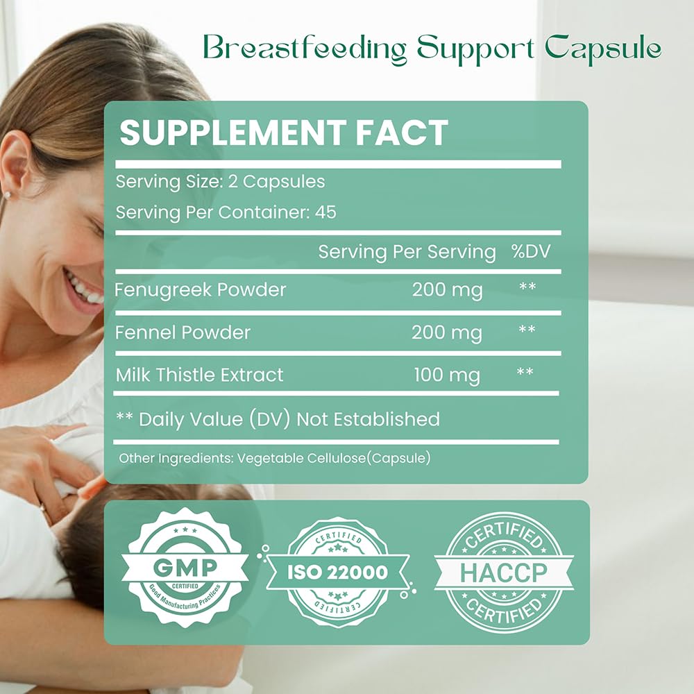Hebhac Herbs Breastfeeding Supplement Lactation Support - 90 Capsules - image 2