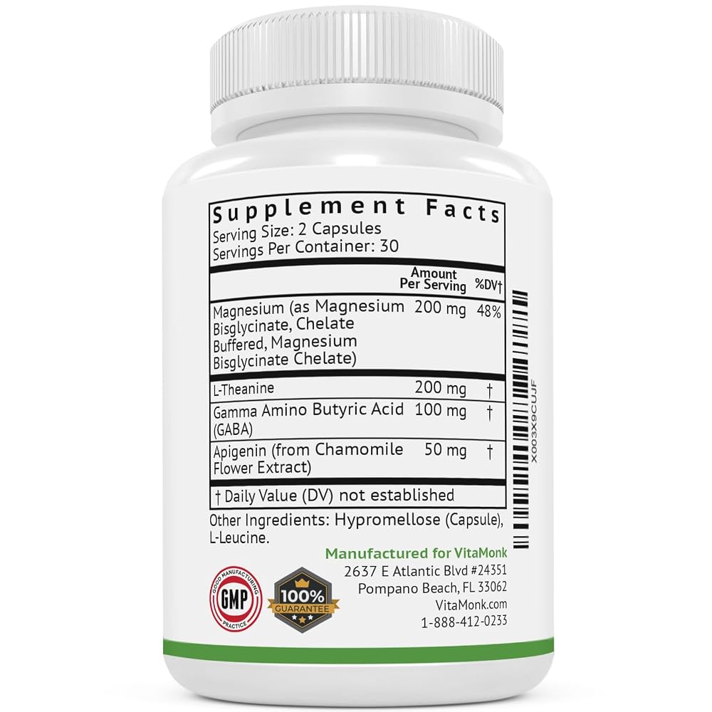 VitaMonk Melatonin-Free Sleep Aid with Magnesium, GABA, Theanine - 60 Capsules - image 8