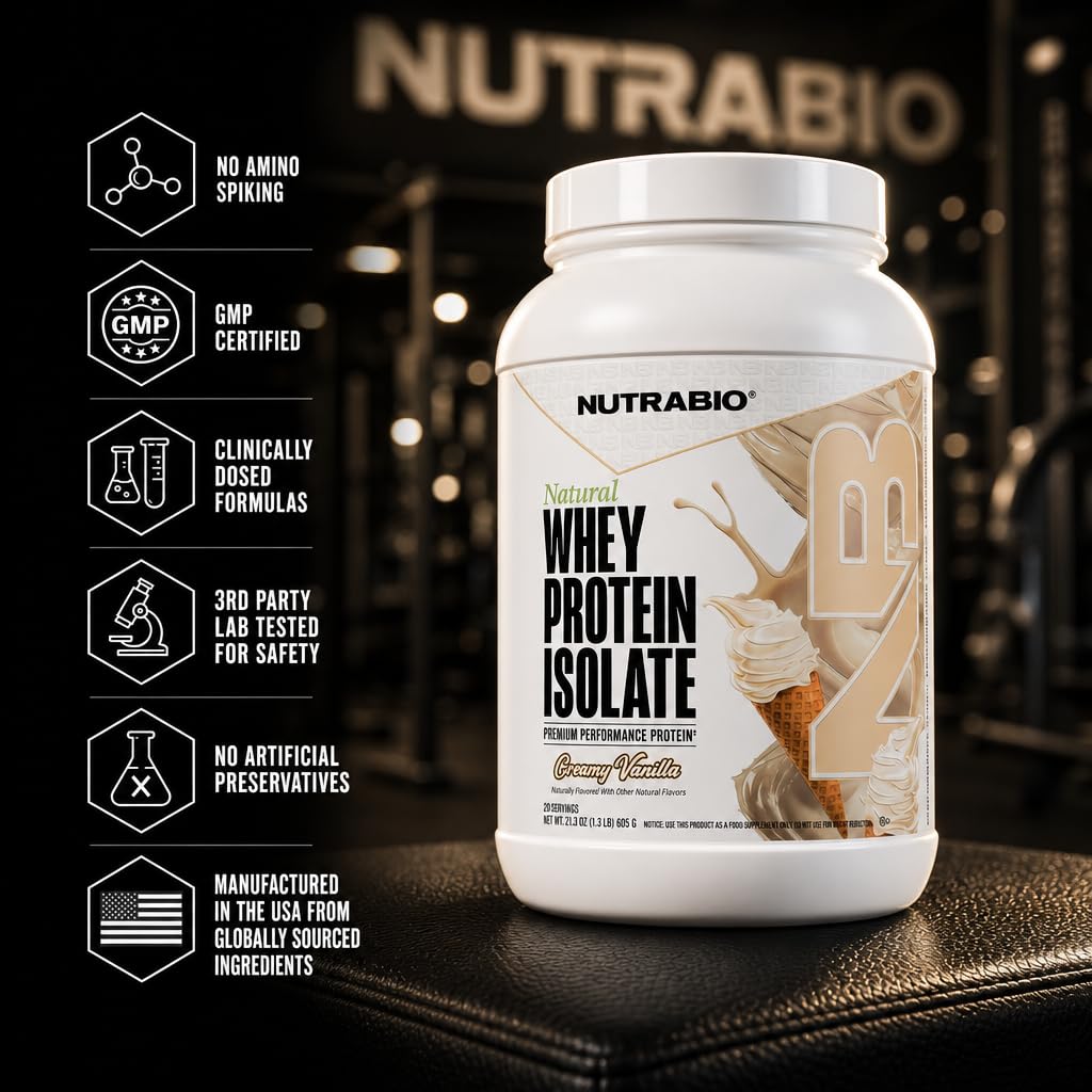 NutraBio Natural Whey Protein Isolate Powder Vanilla - 20 Servings - image 8