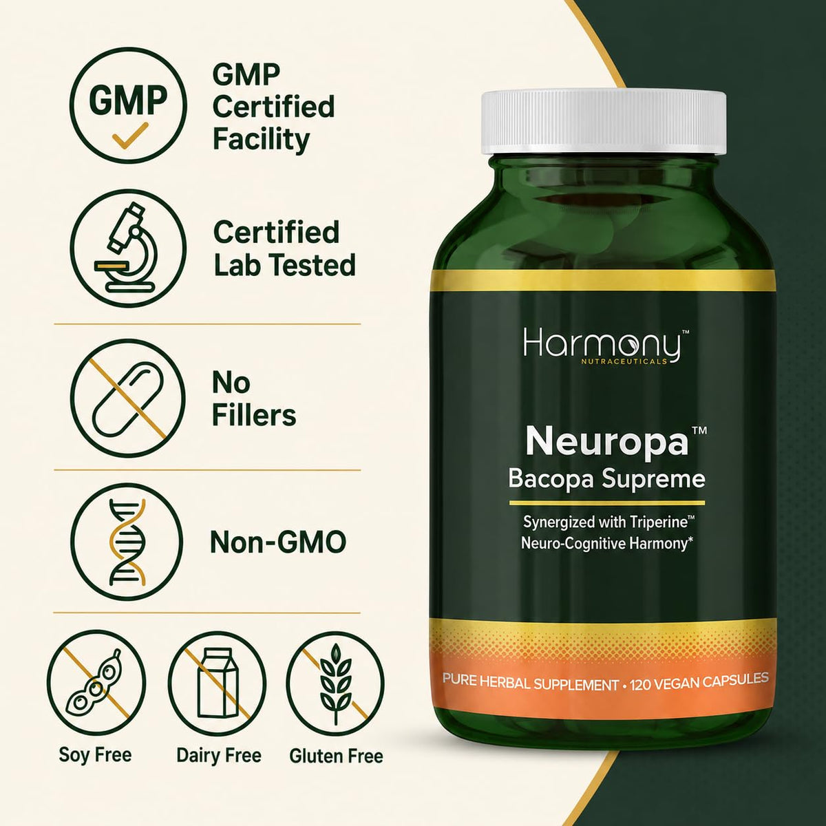 Harmony Nutraceuticals Neuropa Bacopa Supreme - 120 Vegan Capsules - image 4