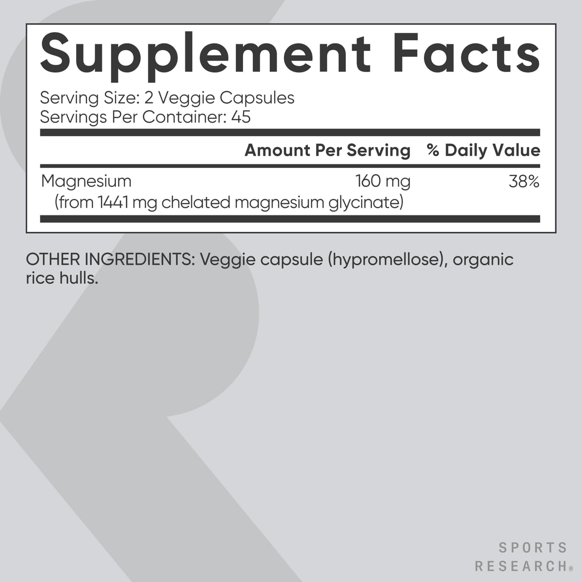 Sports Research Magnesium Glycinate 160mg - 90 Capsules - image 5