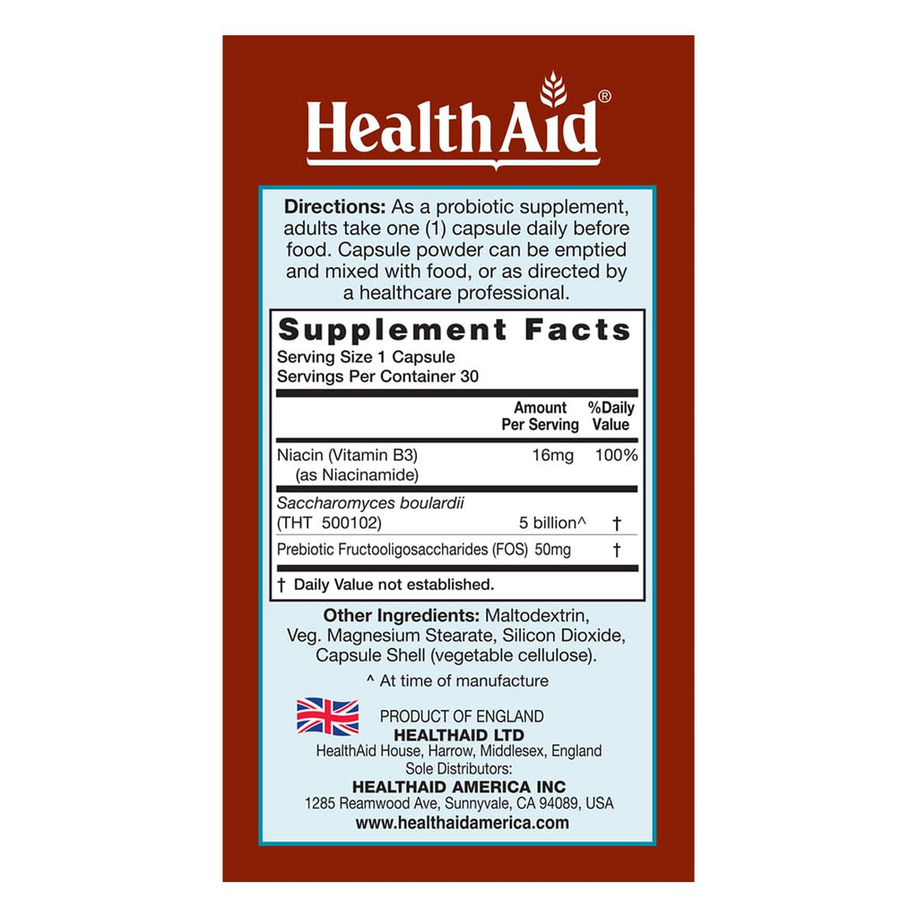 HealthAid Sacardi Saccharomyces Boulardii Probiotic - 30 Tablets - image 2