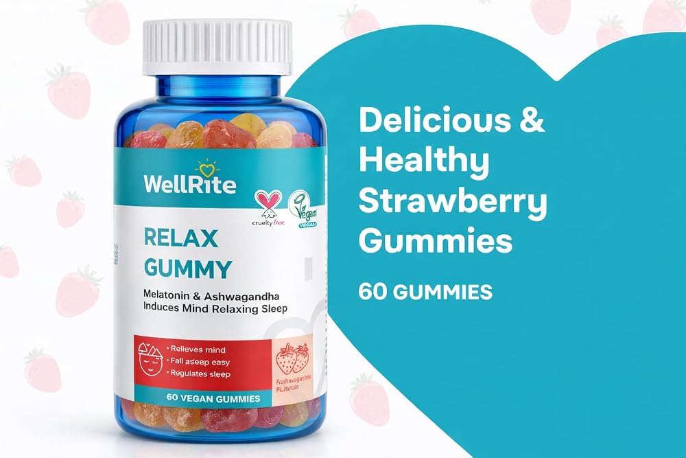 Wellrite Relax Gummy Vitamins with Ashwagandha & Melatonin - 60 Gummies - image 4