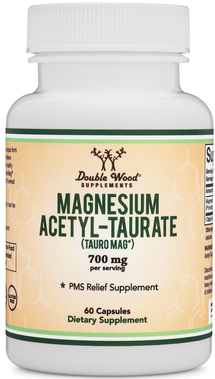 Double Wood Supplements Magnesium Taurate Supplement for Cardiovascular Health