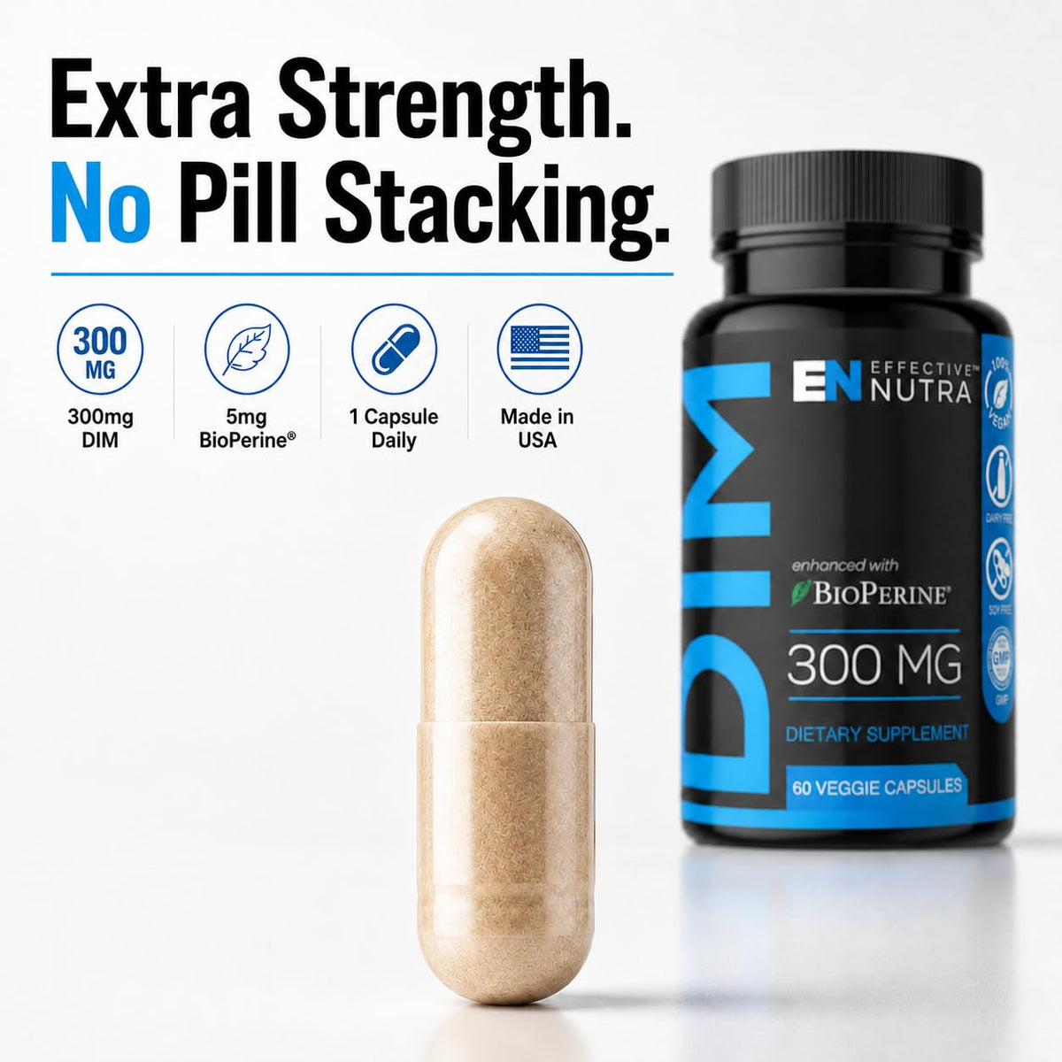 Effective Nutra DIM Supplement 300 mg with BioPerine - 60 Capsules - image 3