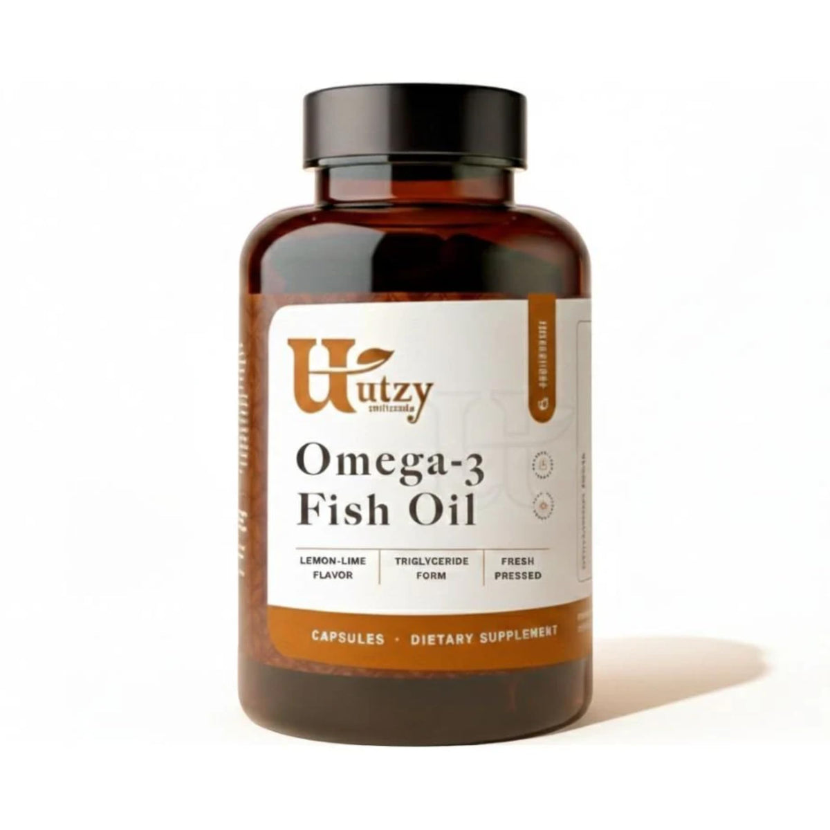 Utzy Naturals Omega-3 Fish Oil Natural Lemon Flavor - 60 Softgels