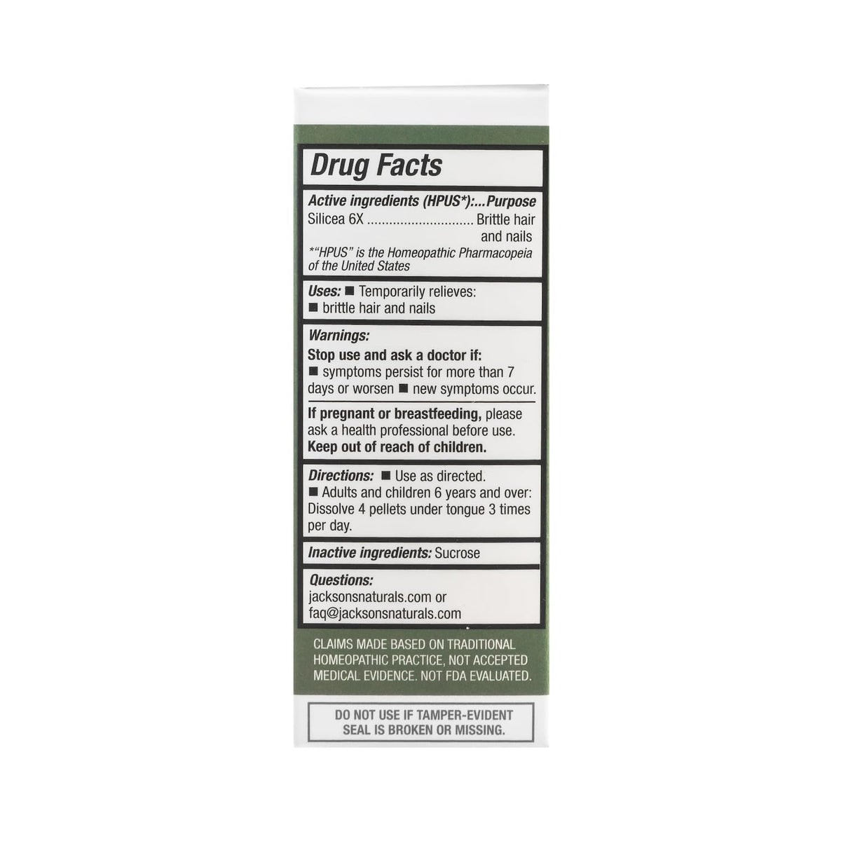 Jackson's Silica 6X Homeopathic Cell Salt - 500 Pellets - image 3