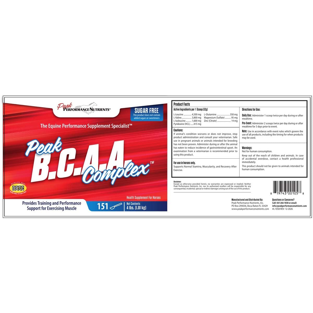 Peak Performance Nutrients Peak B.C.A.A. Complex - 4 Lbs - image 2