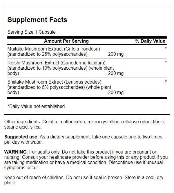 Swanson High-Potency Triple Mushroom Complex - 60 Capsules - image 2