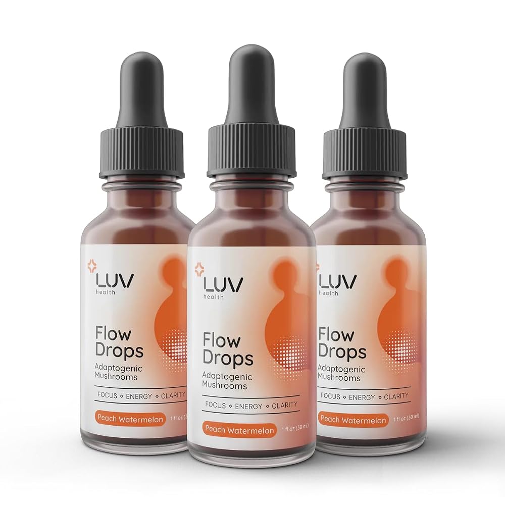 LUV health Flow Drops Energy Supplement with Lion's Mane - 90 Servings