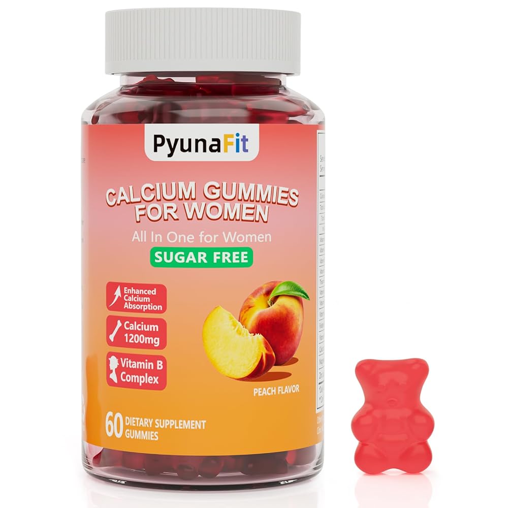 PYUNAFIT Calcium Gummies for Women 1200 mg - 60 Count
