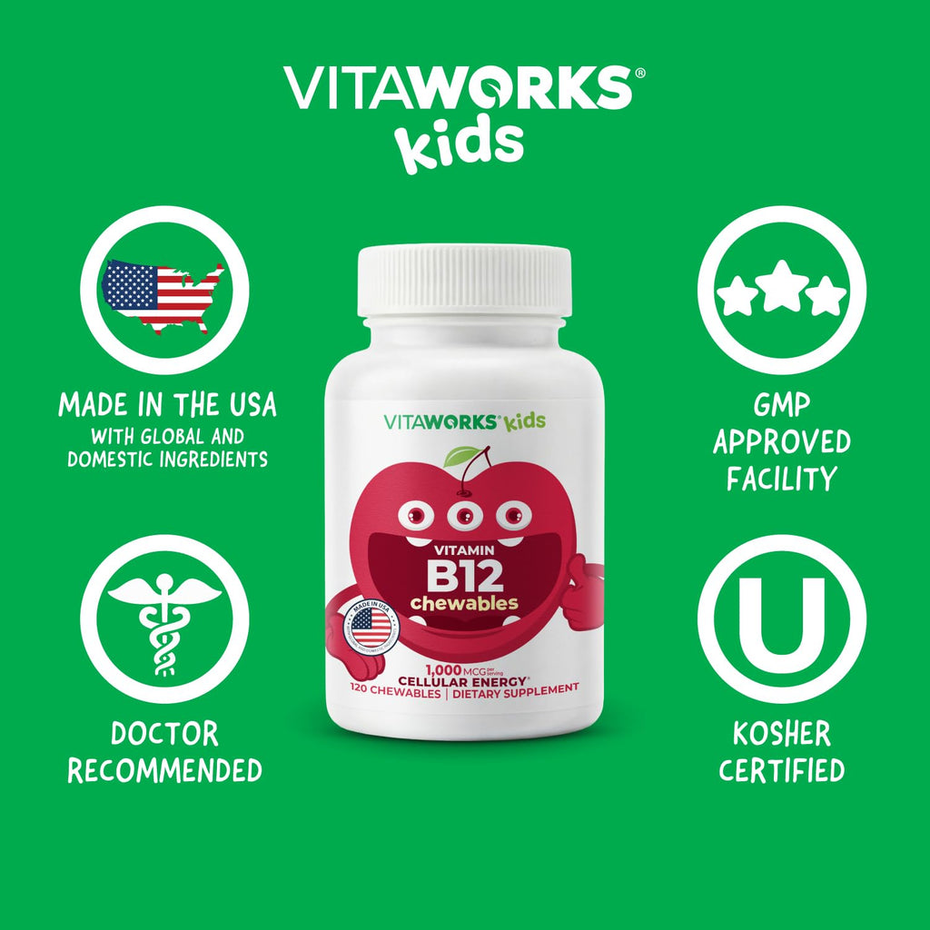 VitaWorks Chewable Vitamin B12 for Kids 1000 mcg - 120 Count - image 6