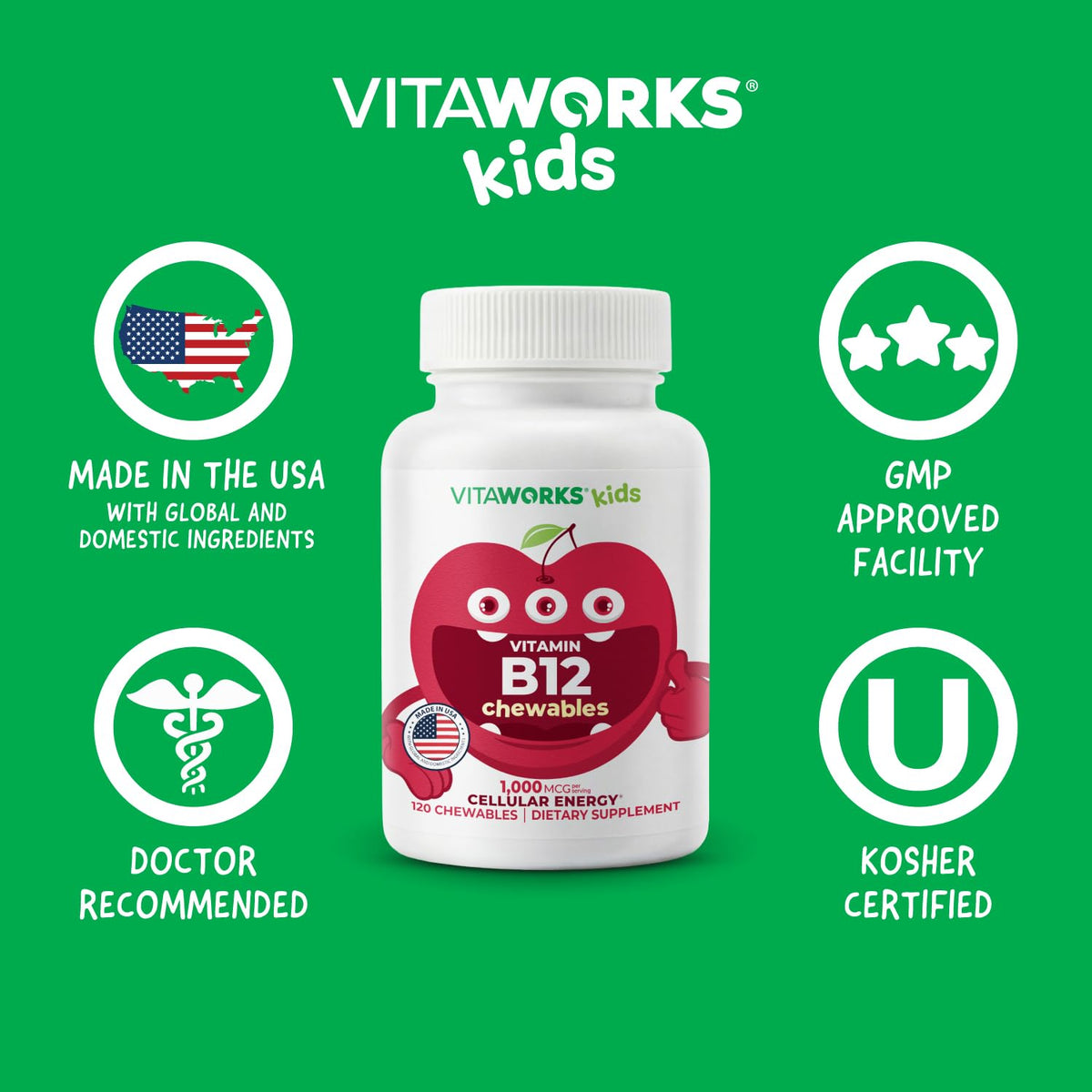 VitaWorks Chewable Vitamin B12 for Kids 1000 mcg - 120 Count - image 6