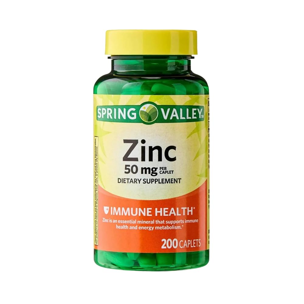 Unique Bundle Zinc 50mg, 200 Caplets - Dietary Supplement, Zinc